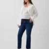 Jeans de maternité court, slim droit, à panneau intégral, style années 90