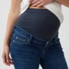 Jeans de maternité court, slim droit, à panneau intégral, style années 90