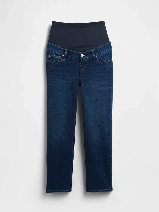 Jeans de maternité court, slim droit, à panneau intégral, style années 90