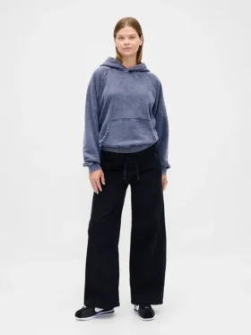 Jeans de maternité à jambe large et panneau intégral
