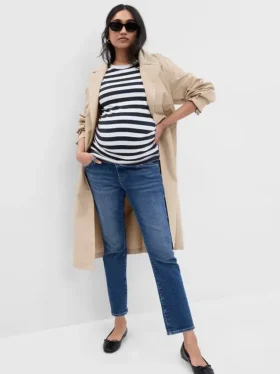 Jeans de maternité slim vintage à panneau intégral
