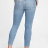 Jeans de maternité à taille haute, panneau intégral et effet usé, longueur cheville