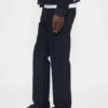 Jeans droit ample en tissu épais