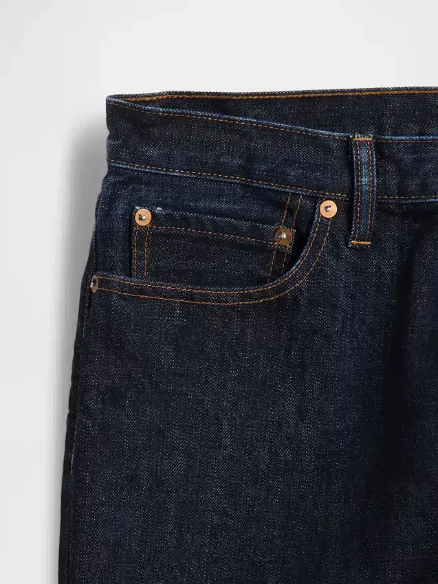 Jeans droit ample en tissu épais