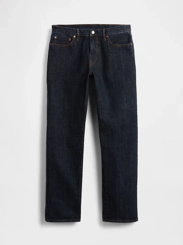 Jeans droit ample en tissu épais