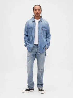 Jeans droit décontracté de style « carpenter »