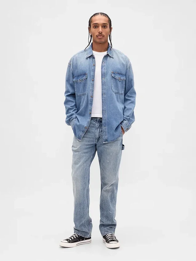 Jeans droit décontracté de style « carpenter »