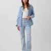 Jeans droit décontracté à taille mi-haute