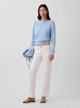 Jeans droit décontracté à taille mi-haute