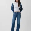 Jeans droit décontracté à taille mi-haute
