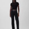 Jeans droit décontracté à taille mi-haute