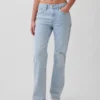 Jeans droit décontracté à taille mi-haute