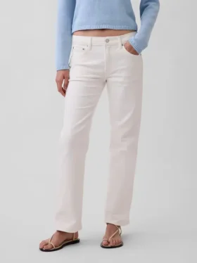 Jeans droit décontracté à taille mi-haute