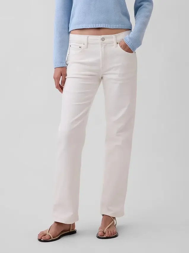 Jeans droit décontracté à taille mi-haute