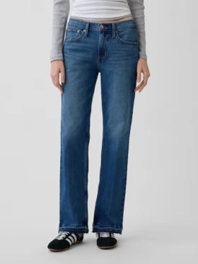 Jeans droit décontracté à taille mi-haute