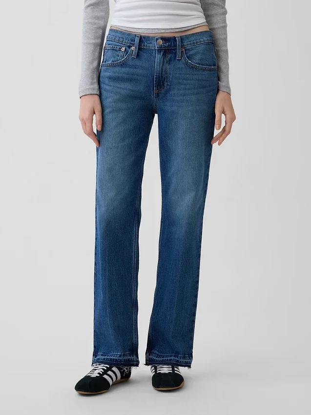 Jeans droit décontracté à taille mi-haute