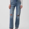 Jeans droit décontracté à taille mi-haute