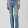 Jeans droit décontracté à taille mi-haute