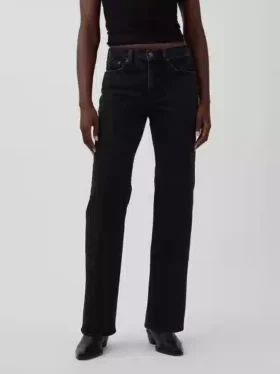 Jeans droit décontracté à taille mi-haute