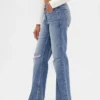 Jeans droit décontracté à taille mi-haute