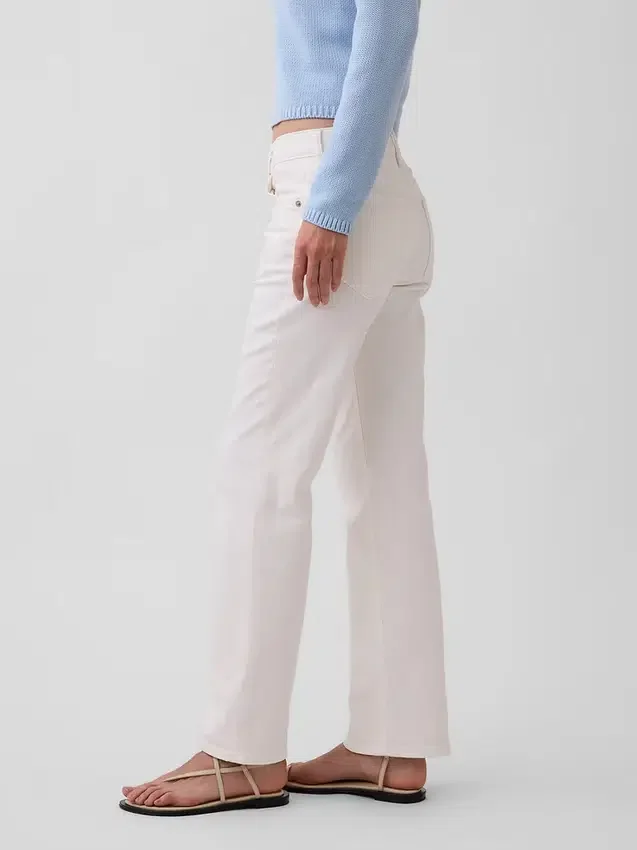 Jeans droit décontracté à taille mi-haute