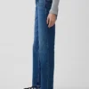 Jeans droit décontracté à taille mi-haute