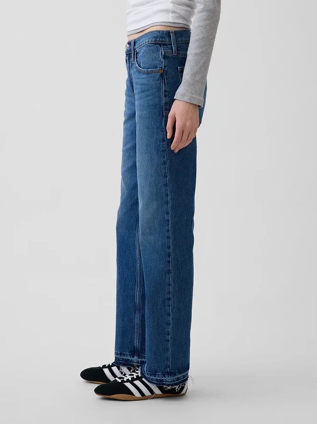 Jeans droit décontracté à taille mi-haute
