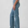 Jeans droit décontracté à taille mi-haute