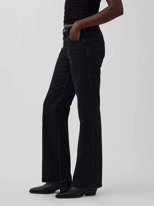 Jeans droit décontracté à taille mi-haute