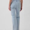 Jeans droit décontracté à taille mi-haute