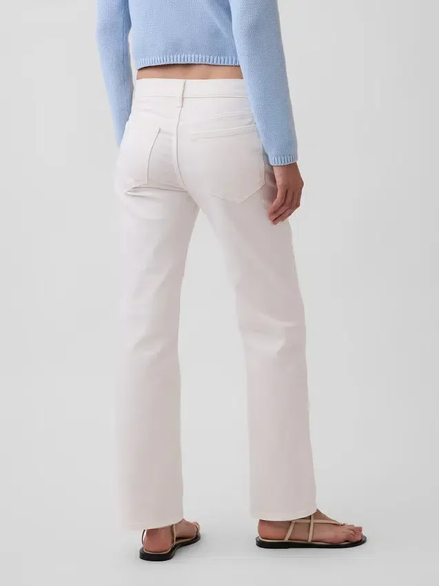 Jeans droit décontracté à taille mi-haute