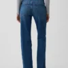 Jeans droit décontracté à taille mi-haute