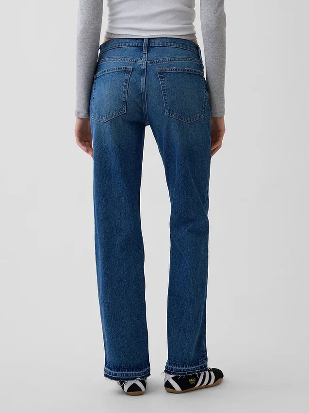Jeans droit décontracté à taille mi-haute