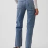 Jeans droit décontracté à taille mi-haute