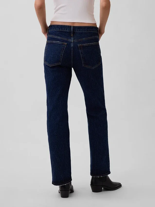Jeans droit décontracté à taille mi-haute
