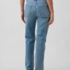 Jeans droit décontracté à taille mi-haute