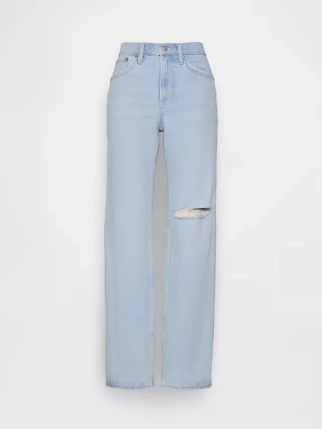 Jeans droit décontracté à taille mi-haute