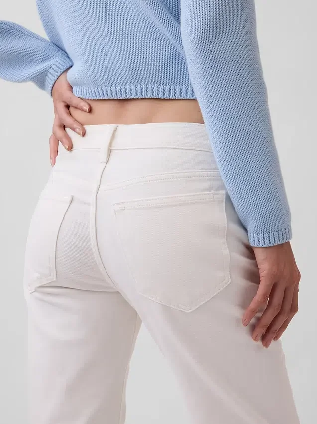 Jeans droit décontracté à taille mi-haute