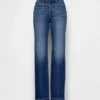 Jeans droit décontracté à taille mi-haute