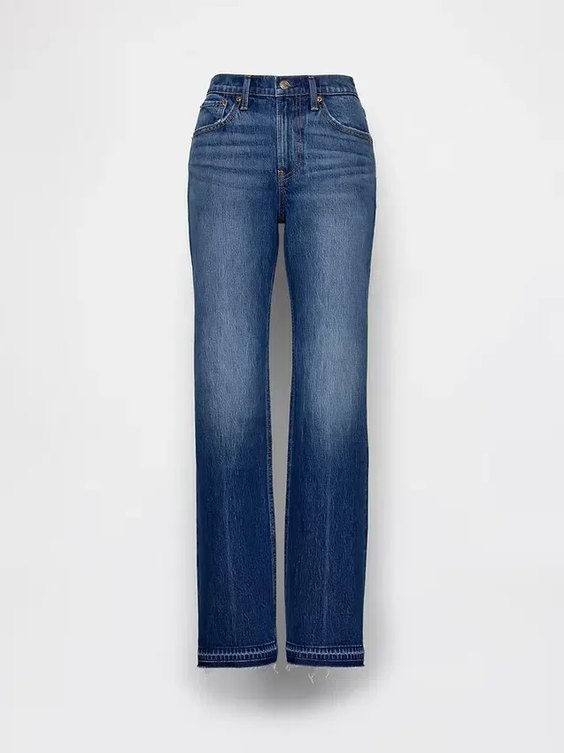 Jeans droit décontracté à taille mi-haute