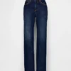 Jeans droit décontracté à taille mi-haute