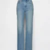 Jeans droit décontracté à taille mi-haute