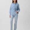 Jeans droit décontracté à taille mi-haute