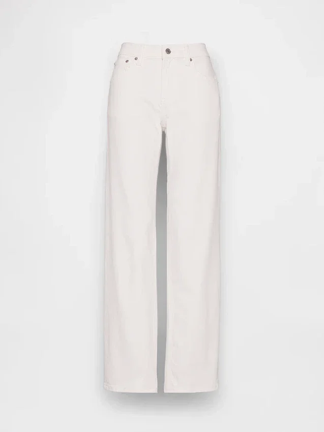 Jeans droit décontracté à taille mi-haute