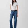 Jeans droit décontracté à taille mi-haute