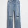 Jeans droit décontracté à taille mi-haute