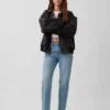 Jeans droit décontracté à taille mi-haute