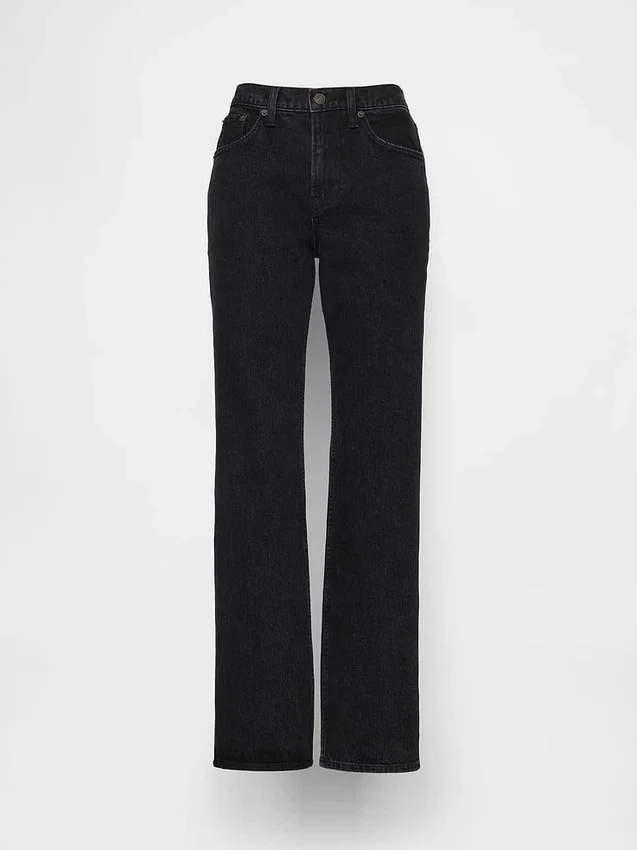 Jeans droit décontracté à taille mi-haute