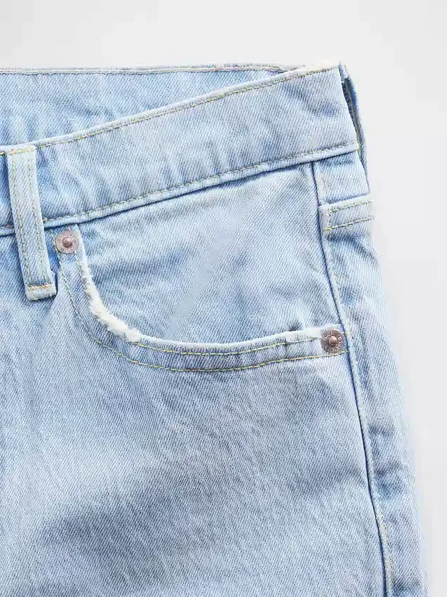 Jeans droit décontracté à taille mi-haute