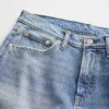 Jeans droit décontracté à taille mi-haute